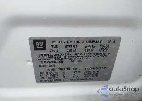 2019 Buick Encore Preferred from USA, damaged, VIN KL4CJASBXKB712869